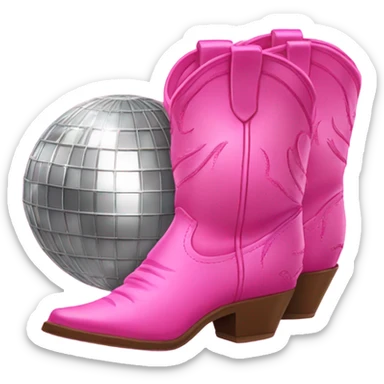 Pink cowgirl boots and a disco ball sticker