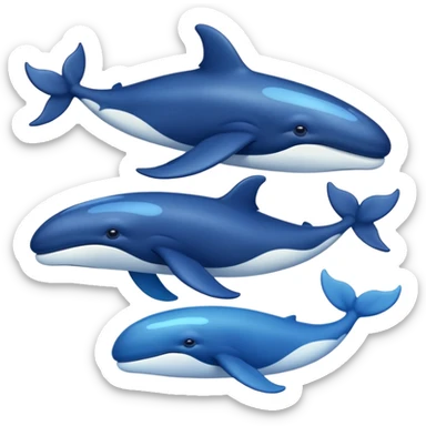Draw a marine theme with whales for atmospheric and aesthetic stickers. Various shades of blue and a slight glow sticker
