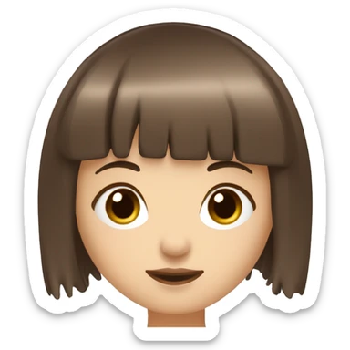 Brown hair girl with a fringe with long eyelashes with a white background ￼ sticker