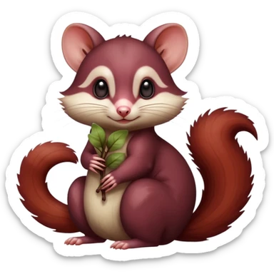 Dark Brownish red soft natural realistic romantic vintage antique divine beautiful elegant pretty precious cute young youthful  Fakémon-Pokémon-alien-Furret-opossum-feline-Squirrel-hybrid-creature (full body) sticker