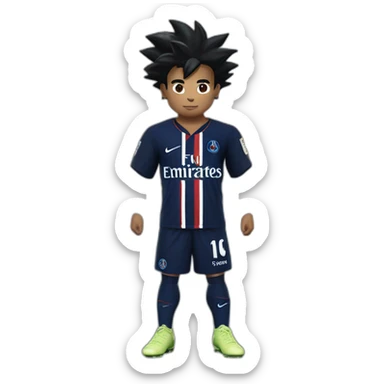 san goku with a psg home kit sticker