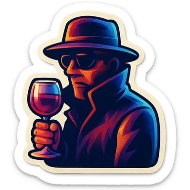 A sticker of a male stalker with a glass of wine sticker