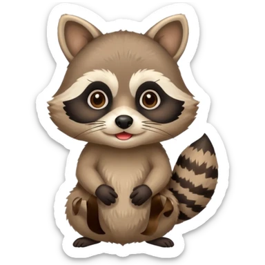 racoon holding a mustache sticker