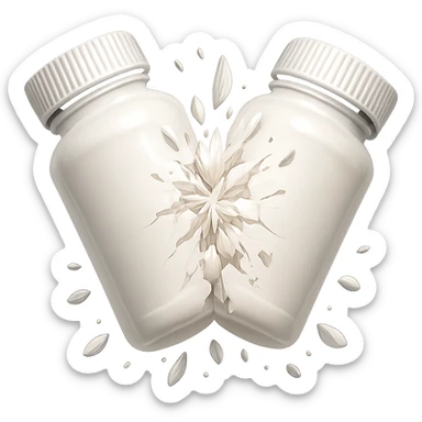 EMOJI STILE IPHONE DI DUE BOCCETTE DI INTEGRATORI BIANCHE CHE SI SCONTRANO A VICENDA FINO AD ELIMINARSI, IPERREALISTICA 4K sticker