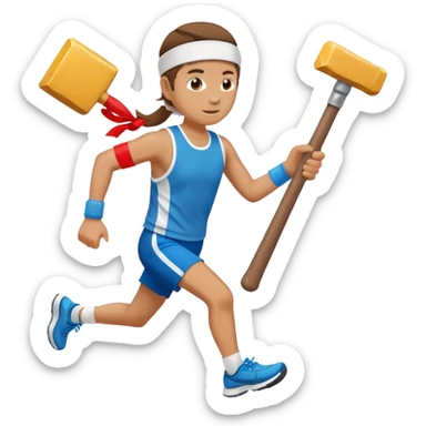 An emoji representing the ironman challenge event long-distance marathon for an mmorpg player who crafts everything themselves the hard way, and does not buy or sell items in-game. sticker