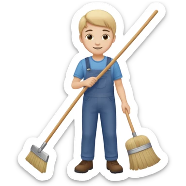 niño barriendo sticker