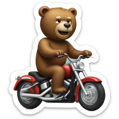 bear riding harley bike sticker