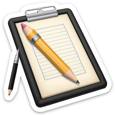 Create an icon representing the process of creating a black-and-white caricature. Include a pencil, a sketchpad with a humorous, exaggerated figure, and inking tools. Use bold lines and shading, with a transparent background. sticker