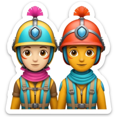 Colorful Helmeted Travelers sticker