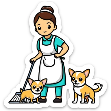 A housekeeper and a chihuahua  sticker