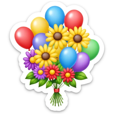 Happy Mother’s Day bouquet of flowers and balloons  sticker