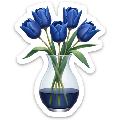 Navy blue tulips in glass vase  sticker