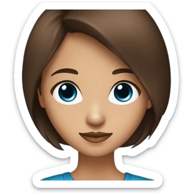 avatar de una chica de ojos azul oscuro y pelo marron largo  sticker