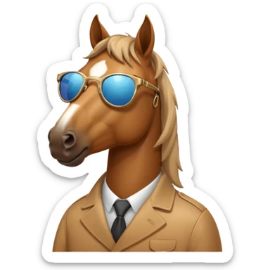 A horse is showing off his new sunglasses with a proud expression sticker