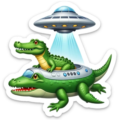 crocodile in a UFO spaceship sticker