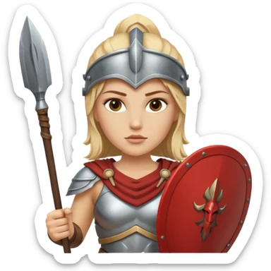 white woman spartan warrior holding spear and shield sticker