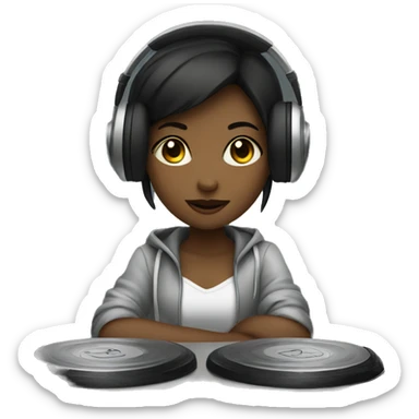 Girl in a dj booth  sticker