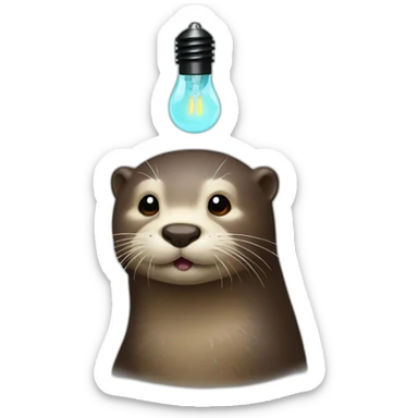 otter with ligthbulb abvoe head sticker