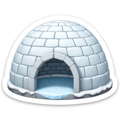 igloo with snow covered half of the top sticker