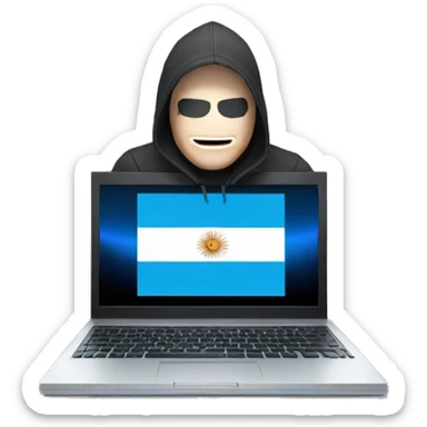hacker using computer, with an argentinian flag sticker