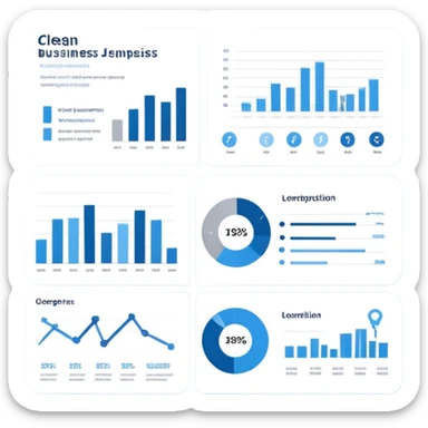 Clean business slide template with key points and visual elements sticker