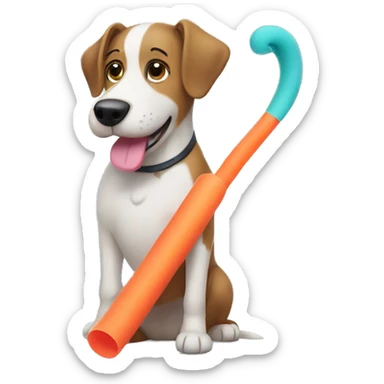 dog with a pool noodle sticker