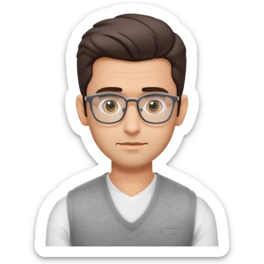 generate a pretty bratz emoji 
Make her look like hrithik roshan wearing white tee with a grey v neck sleeveless weater vest over it. wearing rectangle spectacles

he should look exactly  like hrithik roshan. looking autistic sticker