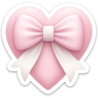 Pastel pink heart with white bow sticker