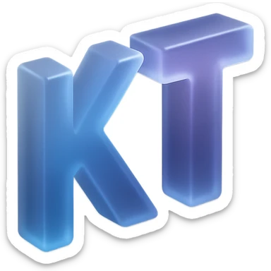 the letters KT with a fancy colorful gradient for the color with blue and purple, make it flat sticker