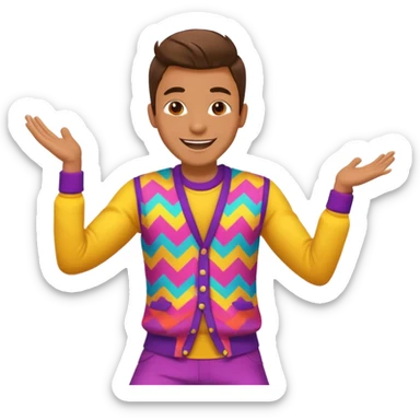 create a person emoji of Barcavibe is the superpower name Brings energy, momentum, and structure more fun and dancing more coloful male sticker