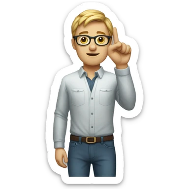 nerdy white guy holding his finger up sticker