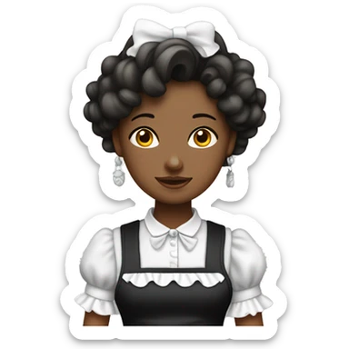 "French maid with earrings and apron and ruffeld dress“ sticker
