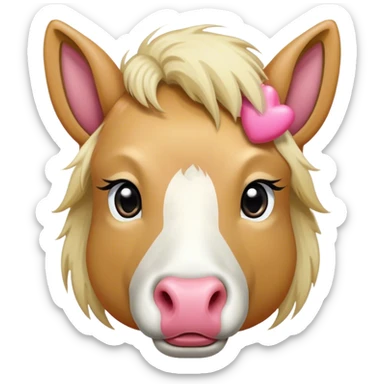 Haflinger with pink nose sticker