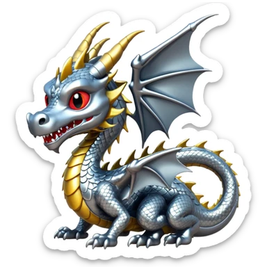 3d chrome plated silver dragon sticker