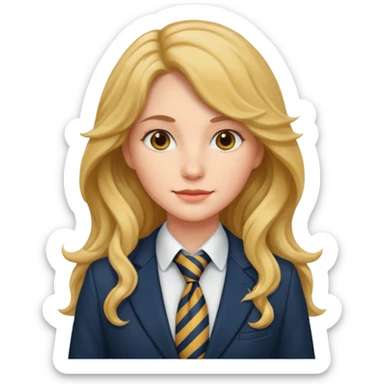 long wavy haired woman with tie and blazer sticker