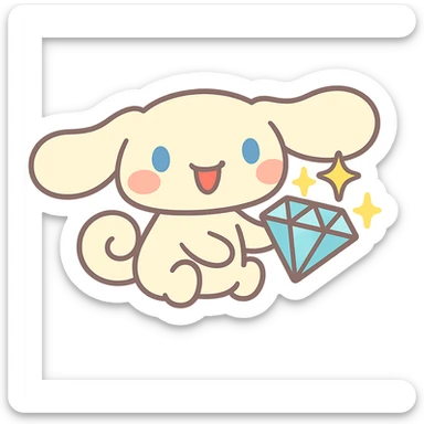 pastel toon style Cinnamoroll with a diamond sticker