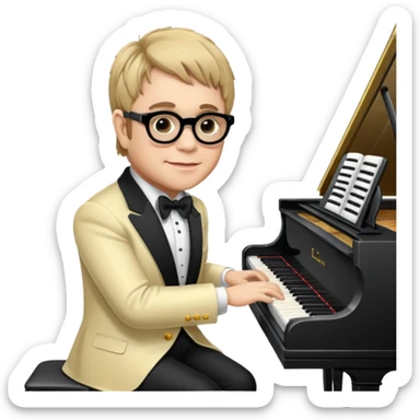 Elton John playing piano sticker