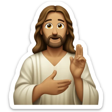 jesus listening with hand cupping ear sticker