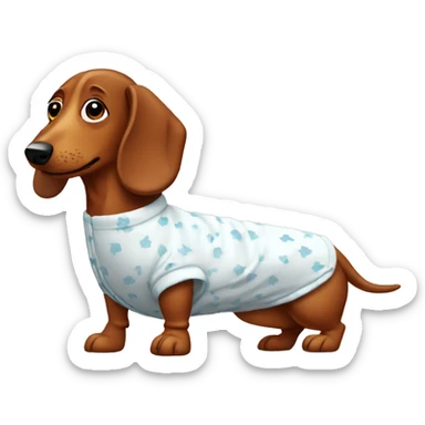 sausage dog wearing pajamas   sticker