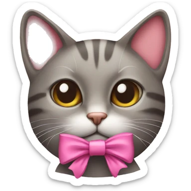 Cat with pink bow sticker