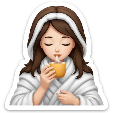 girl inside a blanket sipping coffee eyes closed sticker