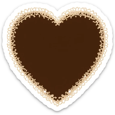 Dark brown heart with light tan lace tracing the outline sticker