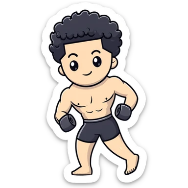 shirtless male athlete with white skin and curly black hair sticker