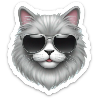 Cool cartoon fluffy cat wearing sunglasses sticker
