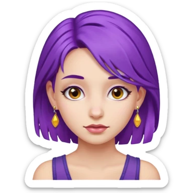 purple hair girl with earrings sticker