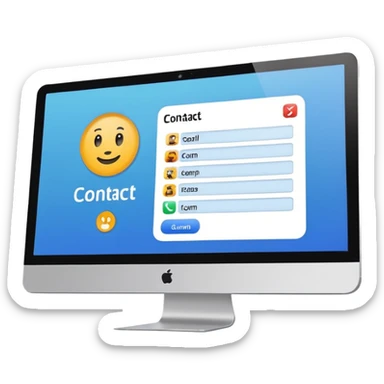 computer screen with a contact card, CRM theme sticker