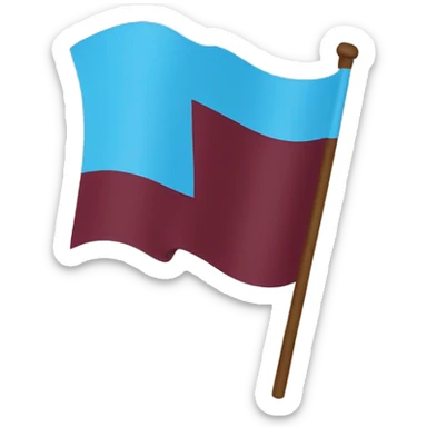 Make emoji of Maroon and sky blue half flag sticker