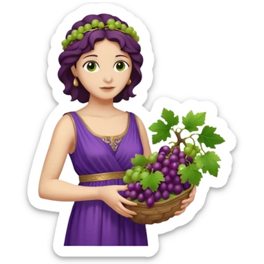 purple dress ancient greek woman  with grape sticker