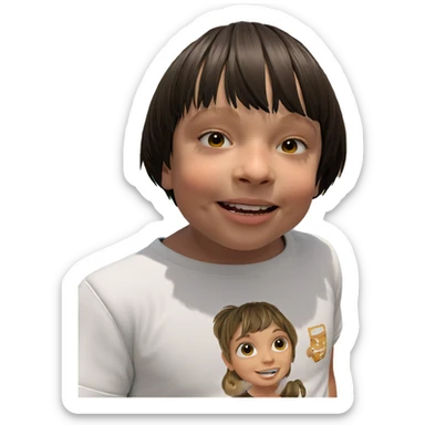 child outdoors in white shirt sticker