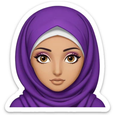 purple hijabi baddie,pretty, brown eyes, makeup, black eyeliner, long hair sticker